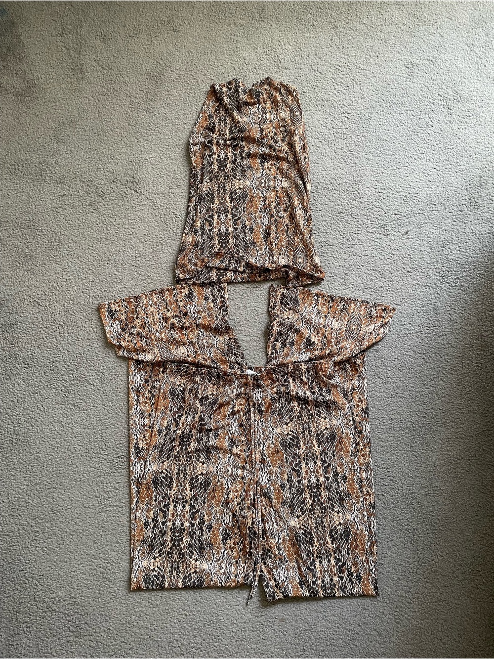 Women’s Brown Snake-Print Top & pants